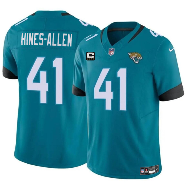 Men's Jacksonville Jaguars #41 Josh Hines-Allen Teal With 4-Star C Patch Vapor Untouchable Limited Football Stitched Jersey